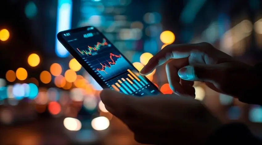 Phone displaying charts