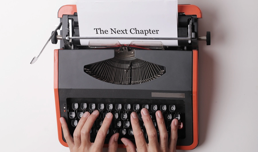 Red typewriter.