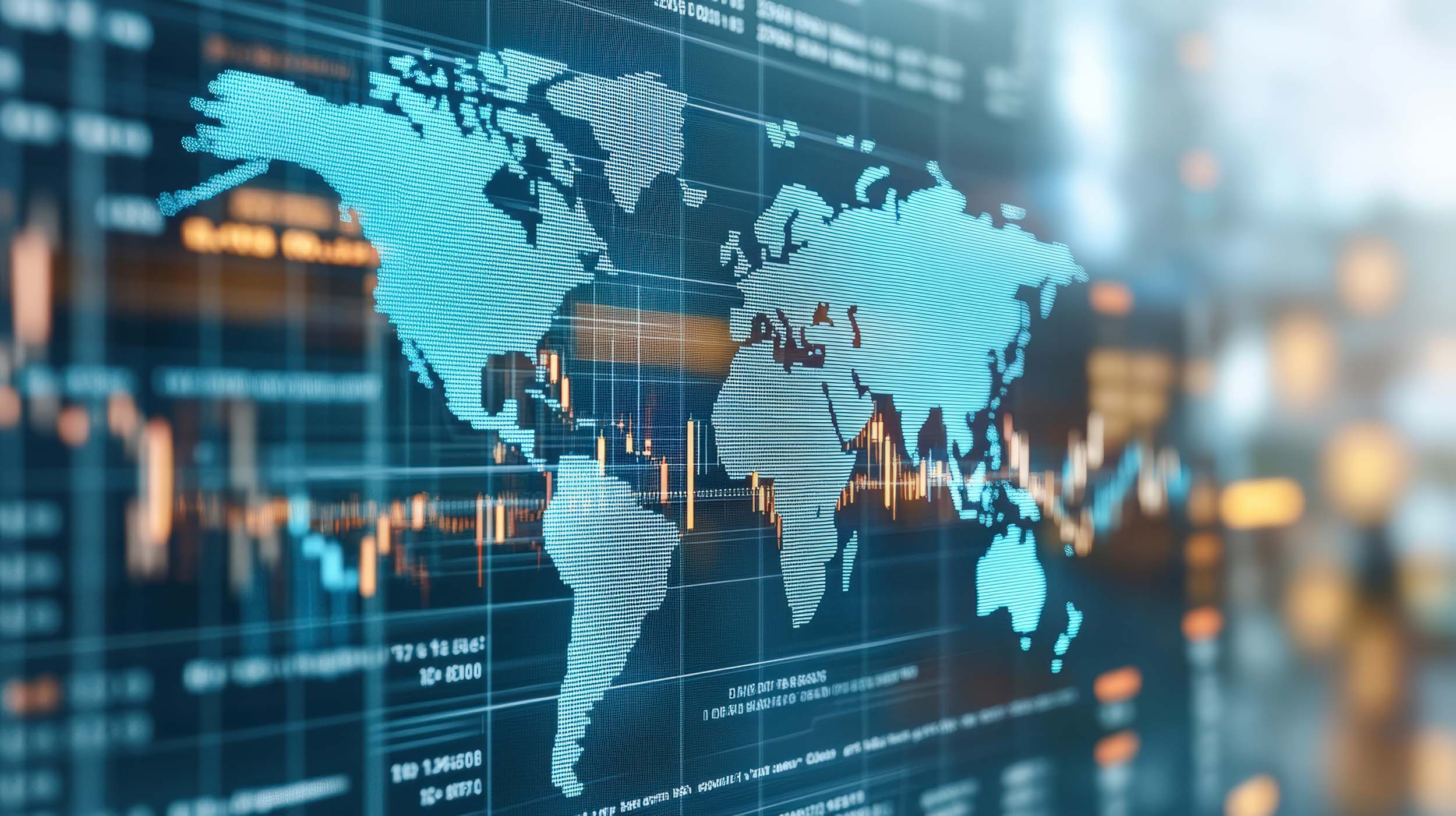 Digital screen of the continents.