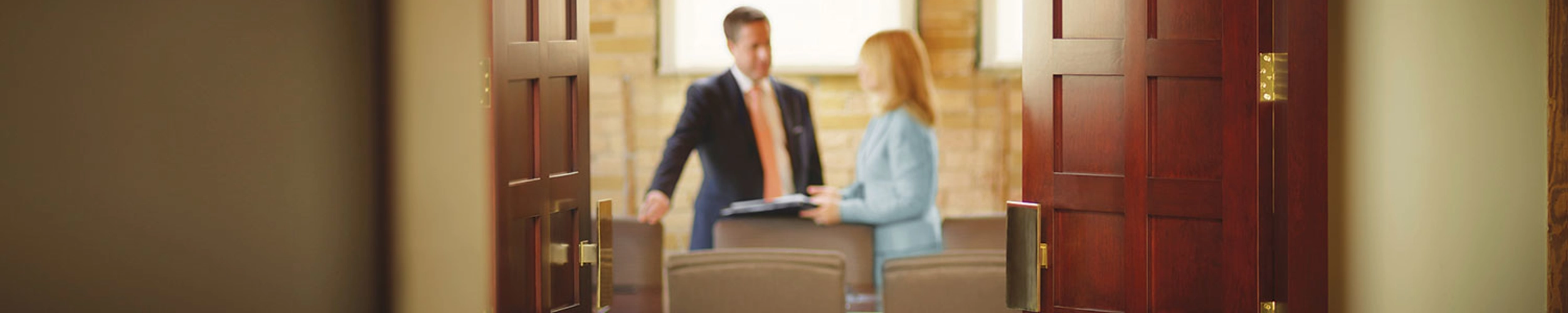Boardroom with open doors.