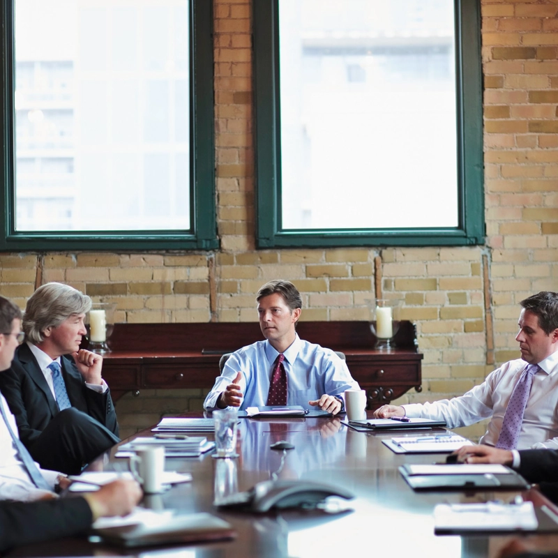 Workings in a board room.