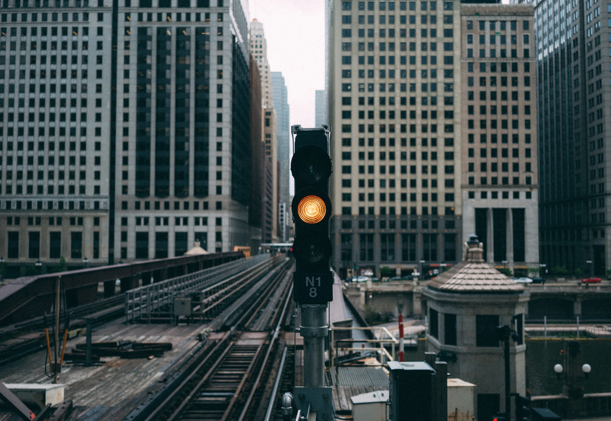 Light on a subway line.