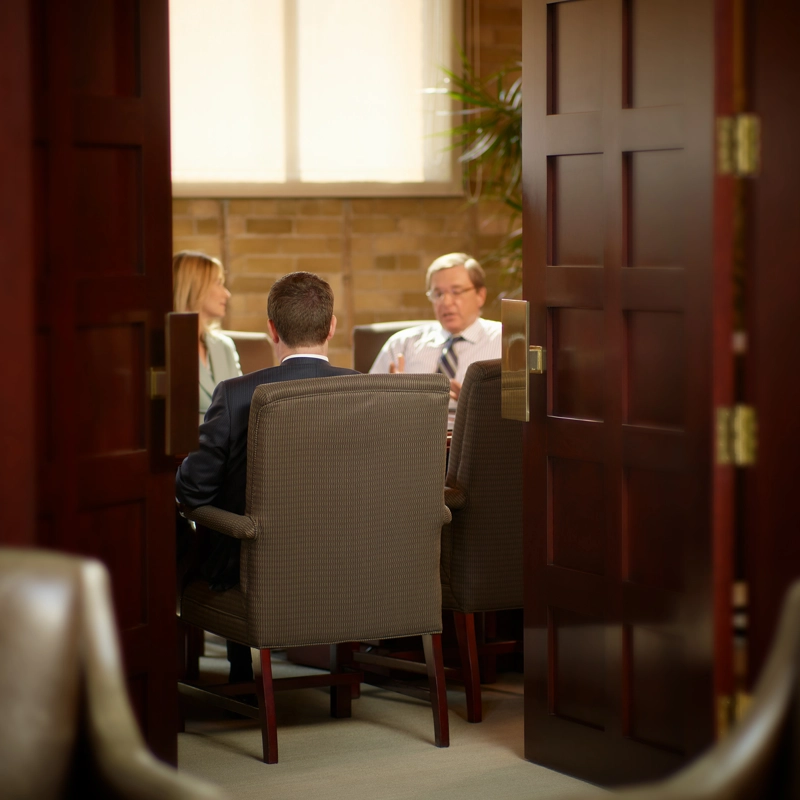 Meeting in a board room.