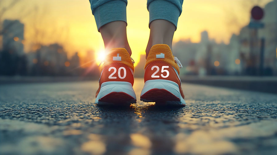 Orange running shoes.