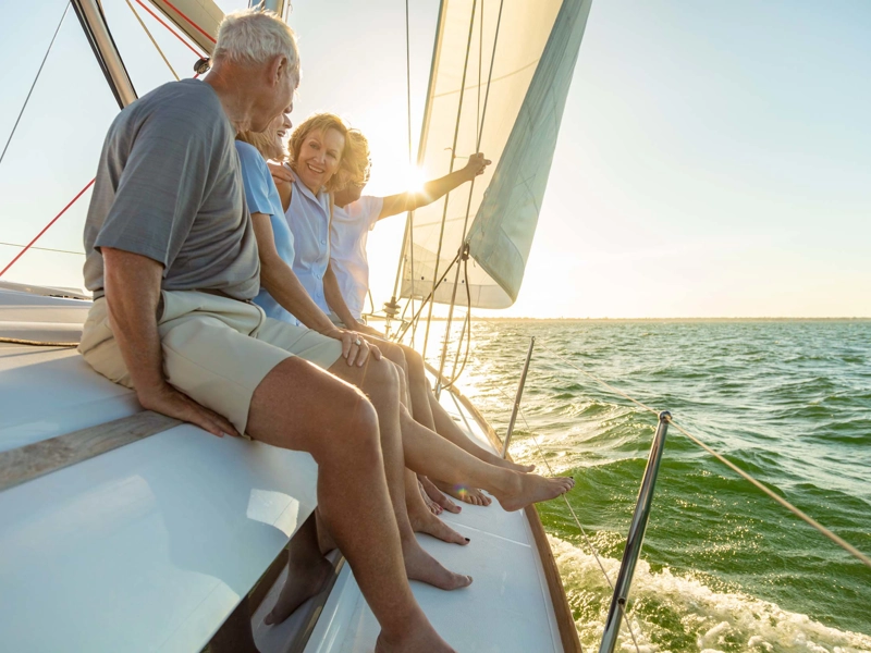 Family on a sailboat.