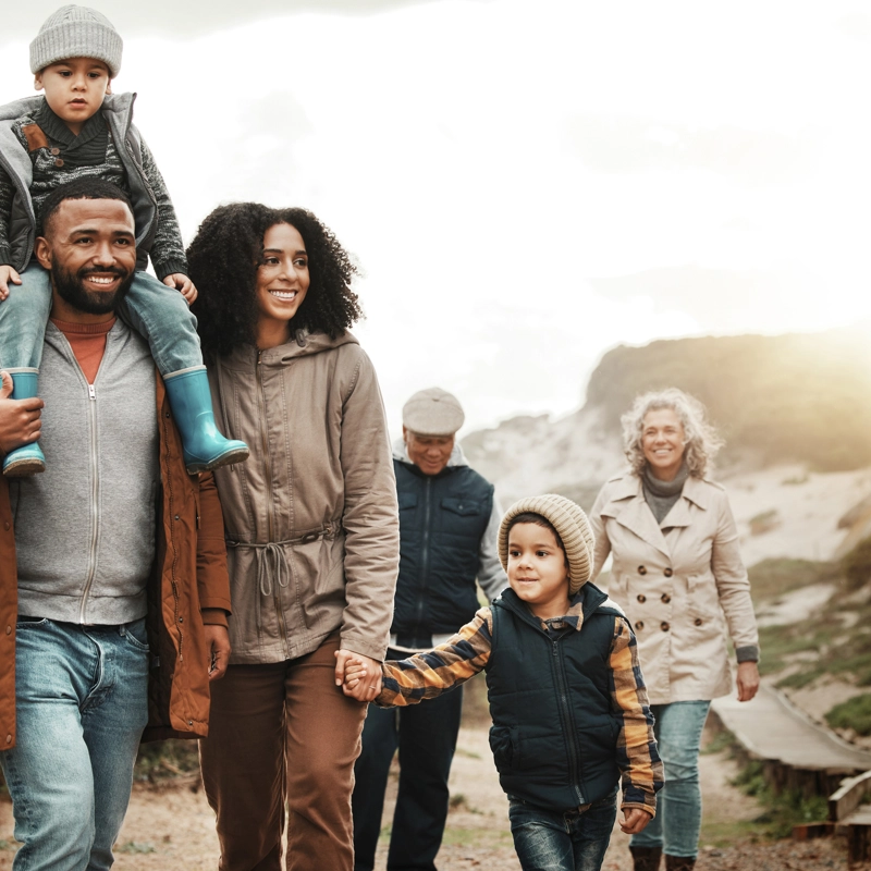 Family on a hike.