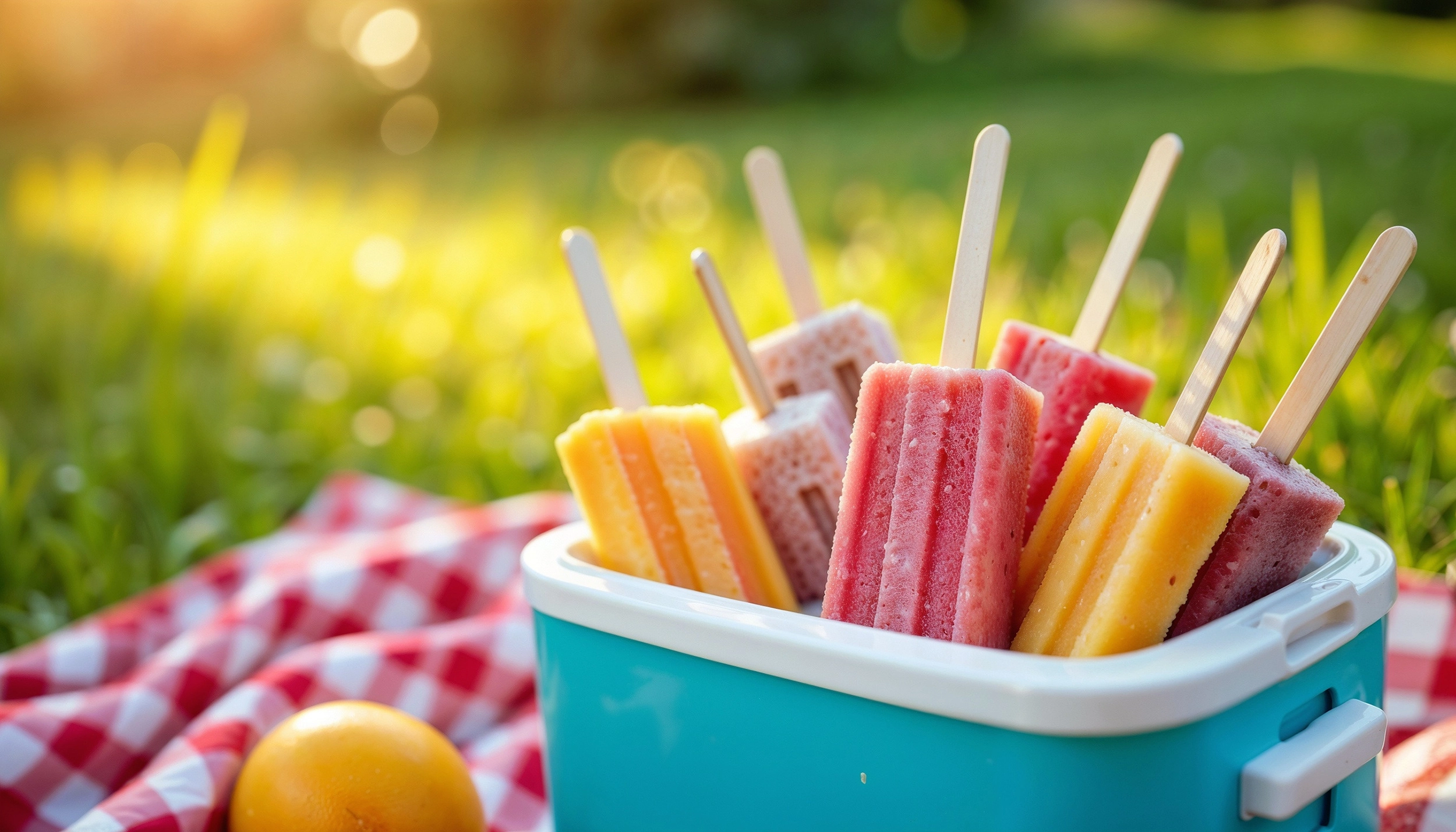 Cooler full of popsicles. 