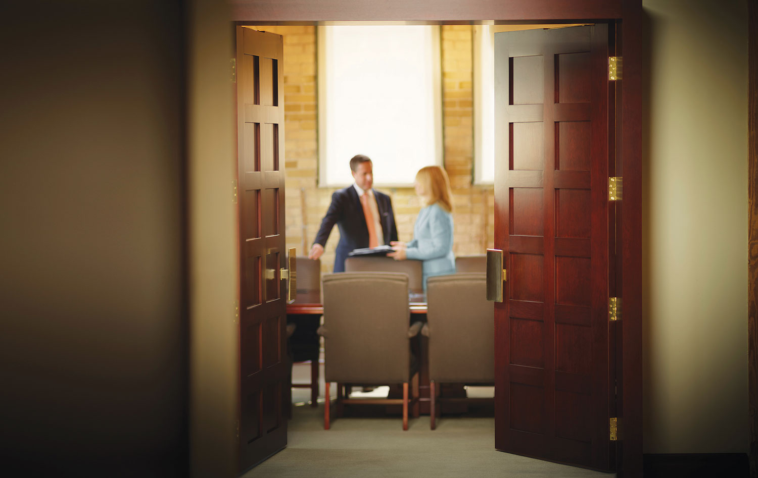 Boardroom with open doors.